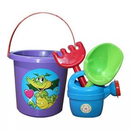 Відро з пісочним набором і лійкою (фіолетове) (Doloni)