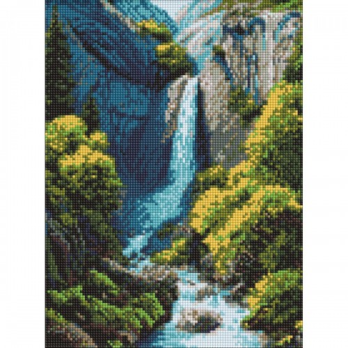 Набір з алмазною мозаїкою "Водоспад у горах" 30х40см (Ідейка)