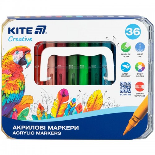 Маркеры акриловые с жидкими чернилами, 36шт Kite Creative (Kite)