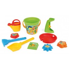 Набір для піску IML 10 елементів, (лопатка, граблі, відерце, сито, 4 формочки)
