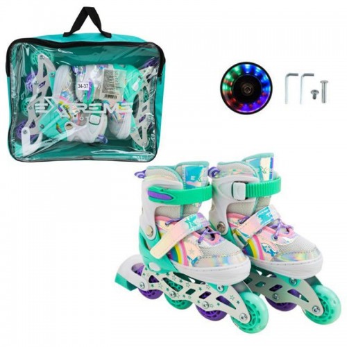 Роликові ковзани розмір M (34-37) колеса PU 1 світло (МʼЯТНІ) (MiC)