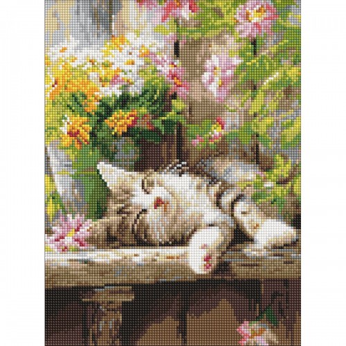 Алмазна мозаїка "Муркотливий сон" 30х40 см (Ідейка)