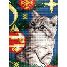 Алмазная мозаика без подрамника - Котенок под елкой ©art_selena_ua