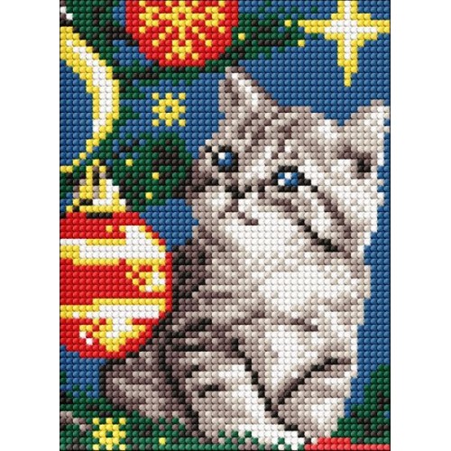 Алмазная мозаика без подрамника - Котенок под елкой ©art_selena_ua (Ideyka)