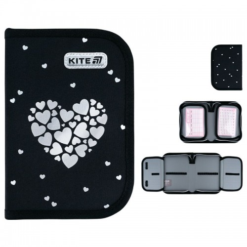Пенал Kite 1 отд., 2 отв., без наполнения 622 Black&Silver (Kite)