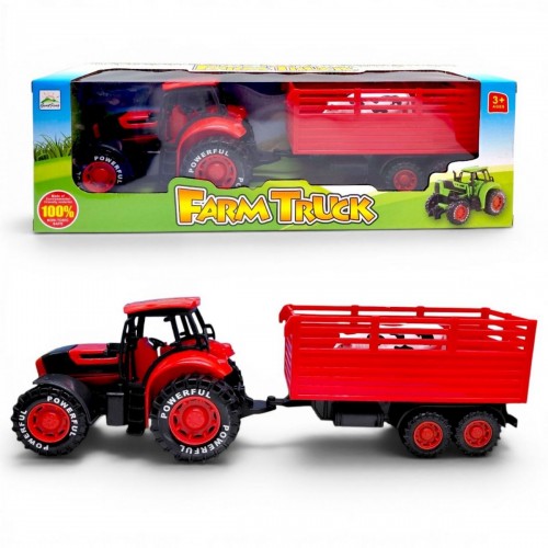 Трактор инерционный с прицепом, в коробке р.44,5x12x14,5 см (YG Toys)