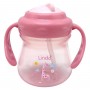 Поилка-непроливайка с ручками и силиконовой 250 мл. ЖИРАФ (Розовый) (Lindo)