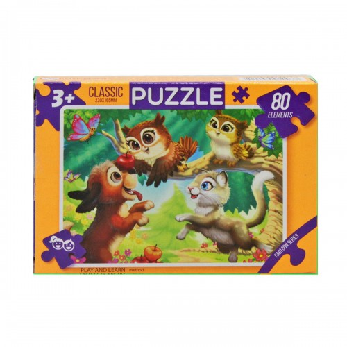 Пазлы Сказка, 80 эл совушки+кот+пес (Dankotoys)