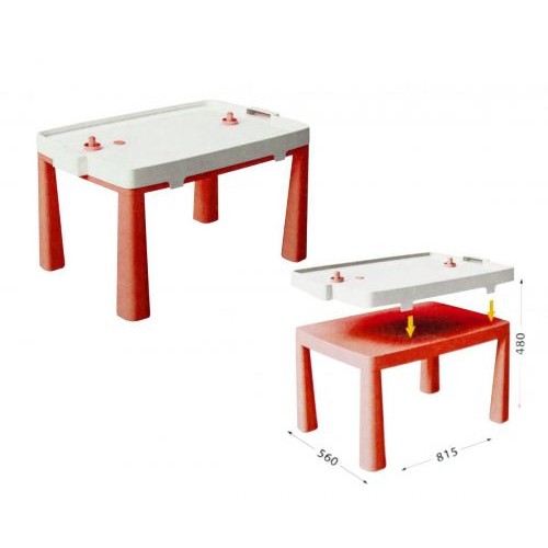 Пластиковий стіл з насадкою для аерохоккея (червоний) (Doloni)