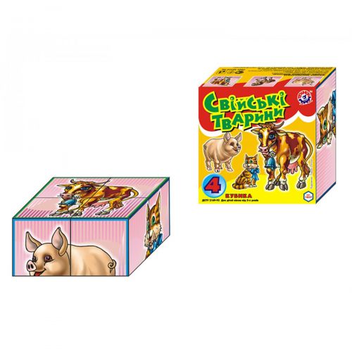 Кубики "Домашні тварини" (4 шт) (Технок)