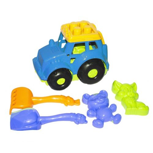 Трактор "Кузнечик №2" с песочным набором (синий) (Colorplast)