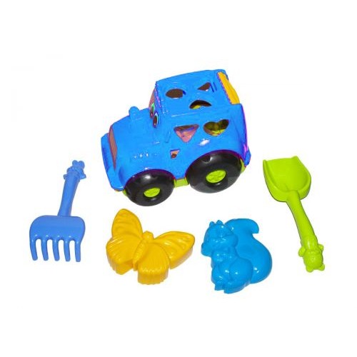 Сортер-трактор "Кузнечик" №2 (синий) с песочным набором (Colorplast)