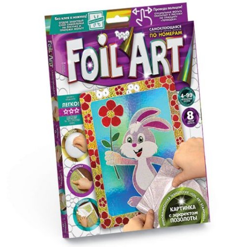 Аплікація різнобарвною фольгою "FOIL ART", "Зайчик" (Dankotoys)