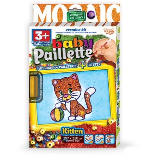 Картина-мозаїка з паєток "Baby Paillette: Кошеня" (Dankotoys)