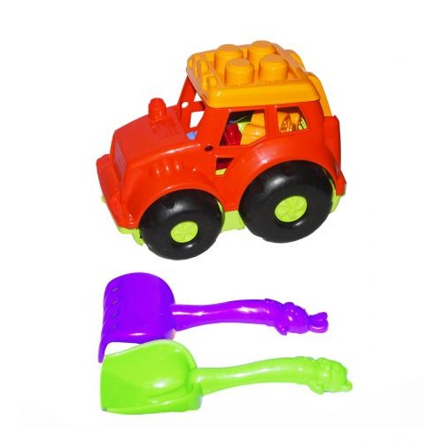 Трактор Коник №1, червоний з граблями і лопаткою (Colorplast)
