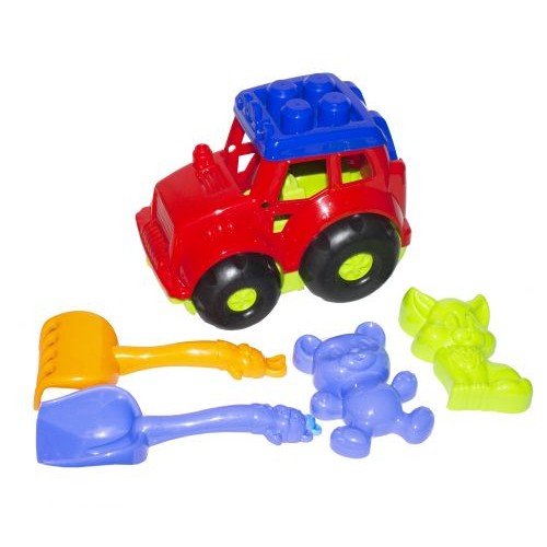 Трактор "Кузнечик №2" с песочным набором (красный) (Colorplast)