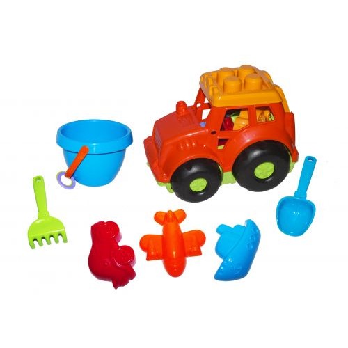 Трактор "Кузнечик №3"с песочным набором (красный) (Colorplast)