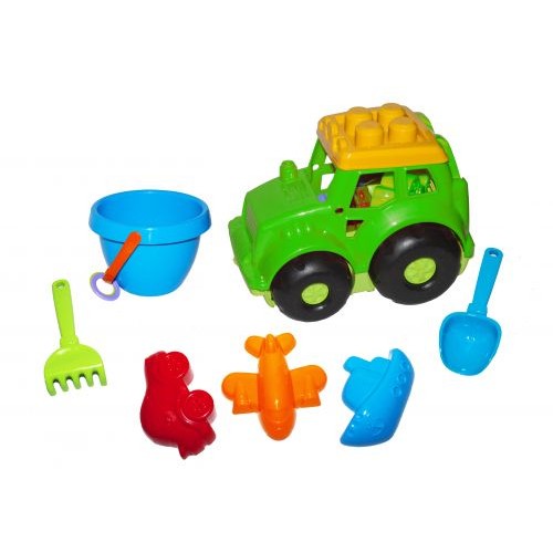 Трактор "Кузнечик №3"с песочным набором (зелёный) (Colorplast)