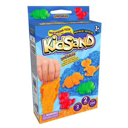 Кінетичний пісок "KidSand: Динозаври" з формочками, 200 г (рус) (Dankotoys)