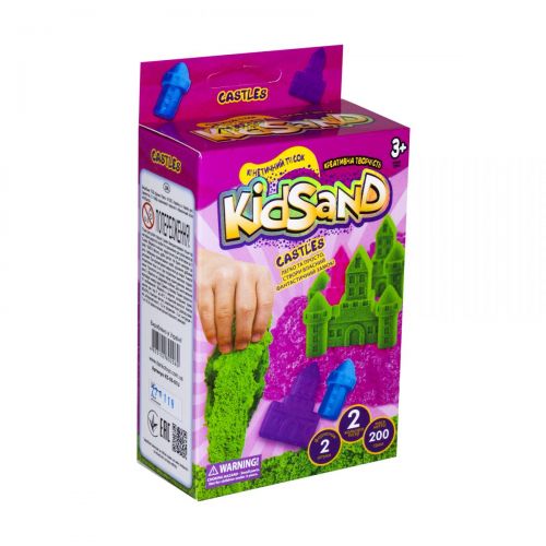 Кінетичний пісок "KidSand: Замок" з формочками, 200 г, KS-05-01U (укр) (Dankotoys)