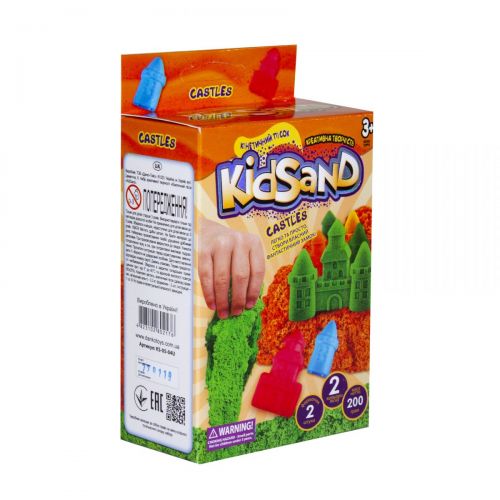 Кінетичний пісок "KidSand: Замок" з формочками, KS-05-04U, 200 г (укр) (Dankotoys)