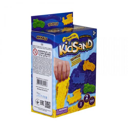 Кинетический песок "KidSand: Техника" с формочками, KS-05-07U, 200 г (укр) (Dankotoys)