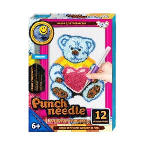 Ковровая вышивка "Punch needle: Медведь с сердечком" PN-01-06 (Dankotoys)