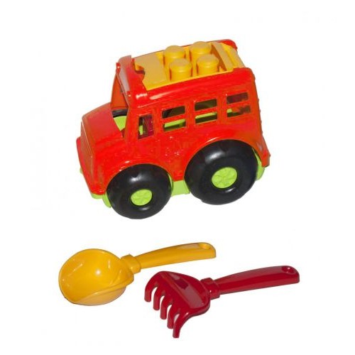 Автобус "Бусик №1" + лопатка і грабельки (червоний) (Colorplast)