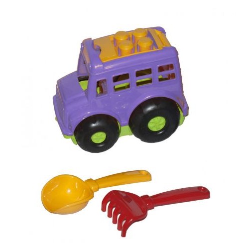 Автобус "Бусик №1" + лопатка і грабельки (фіолетовий) (Colorplast)