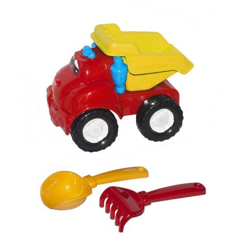 Машина "Смайл самоскид" №1 (червона) + грабельки і лопатка (Colorplast)