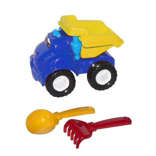 Машина "Смайл самоскид" №1 (синя) + грабельки і лопатка (Colorplast)