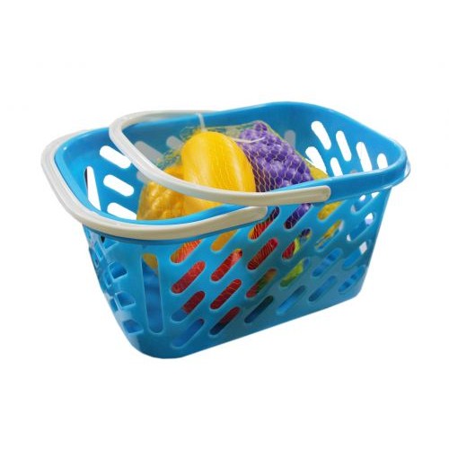 Корзинка голубая с фруктами, 8 предметов (Kinderway)