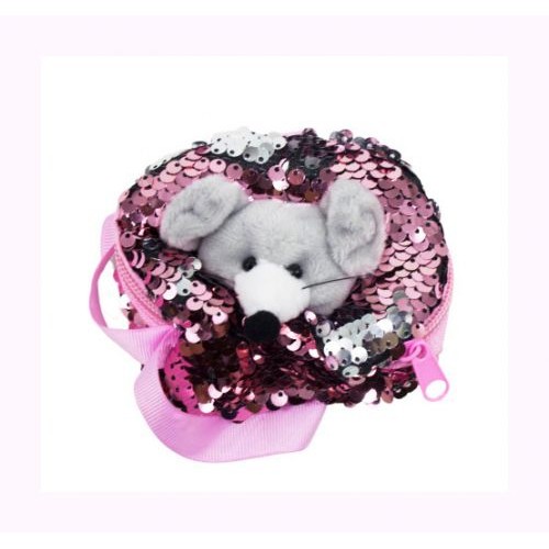 Детский кошелёк с пайетками "Мышка" (розовый) (MiC)