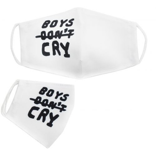 Многоразовая 4-х слойная защитная маска "Boys don't cry" размер 3, 7-14 лет, белая (MiC)