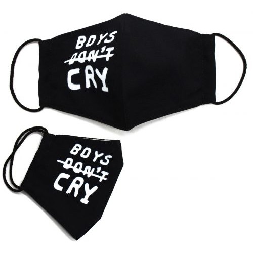 Многоразовая 4-х слойная защитная маска "Boys don't cry" размер 3, 7-14 лет, черная (MiC)