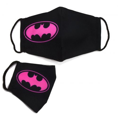Многоразовая 4-х слойная защитная маска "Бэтмен" размер 3, 7-14 лет, черно-розовая (MiC)
