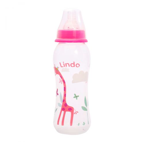 Бутылочка для кормления, 250 мл, розовая (Lindo)