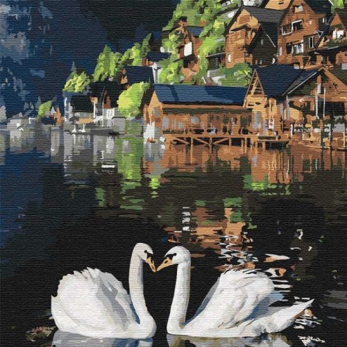 Картина по номерам "Волшебные лебеди" ★★★★★ (Идейка)