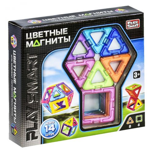 Магнитный конструктор "Цветные магниты" (14 деталей) (Play Smart)