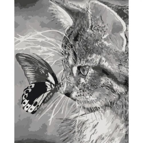 Картина по номерам "Котенок и бабочка" (Идейка)