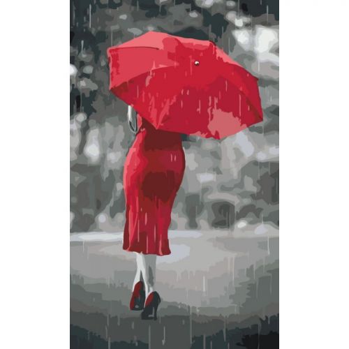 Картина по номерам "Красный зонтик" ★★★ (Идейка)