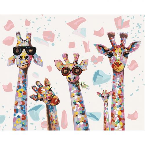 Картина по номерам "Веселые жирафы" (Идейка)