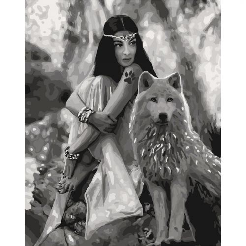 Картина по номерам "Волчица" ★★★★ (Идейка)