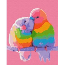 Картина по номерам "Радужные попугайчики"