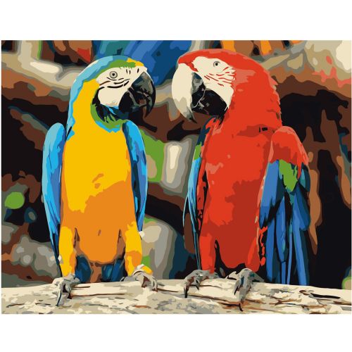 Картина по номерам "Яркая пара попугаев" ★★★★ (Strateg)