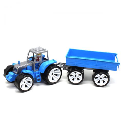 Трактор з причепом, синій (Bamsic)
