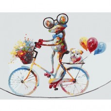 Картина по номерам "Яркий лягушонок на велосипеде" ★★★