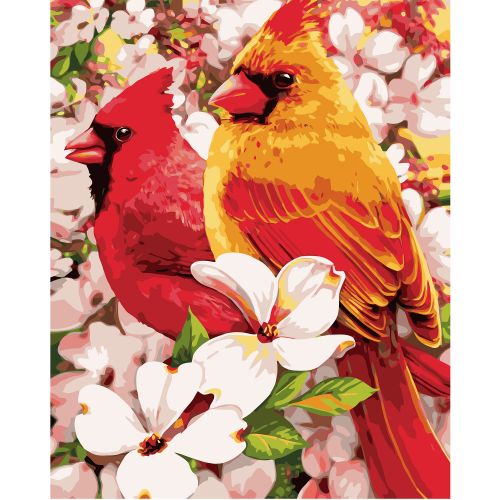 Картина по номерам "Птицы в цветах" ★★★★ (Strateg)