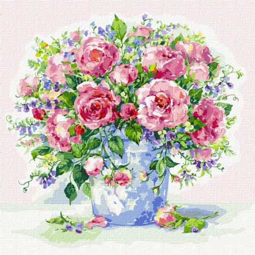 Картина по номерам "Розовые розы" ★★★★★ (Идейка)