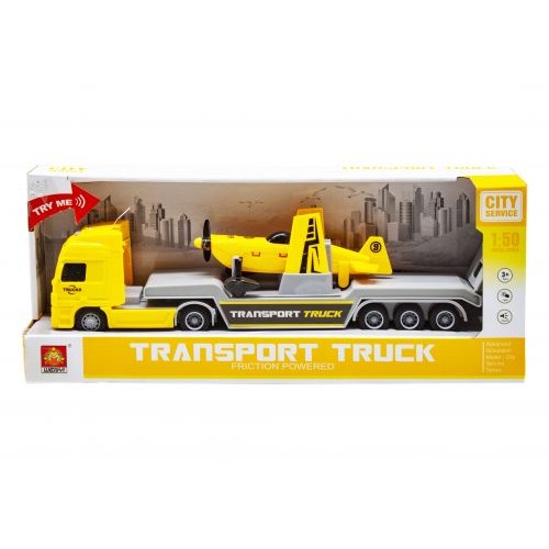 Трейлер з літачком "Transport truck" (жовтий) (MiC)